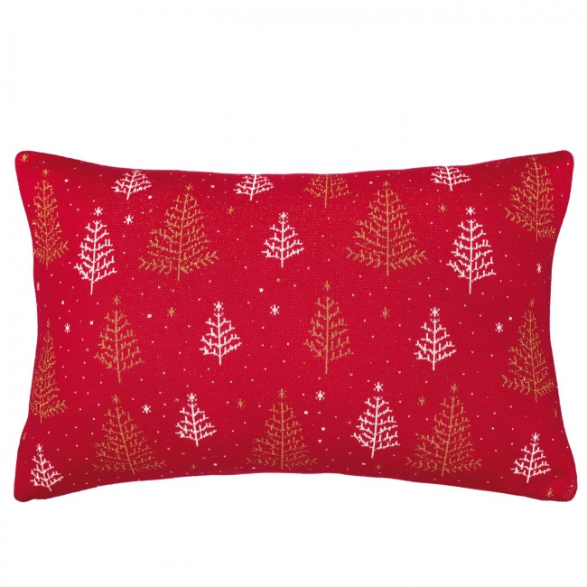 [Dekoračný návlek pletený DESIGN LUREX stromčeky červená zlatá]